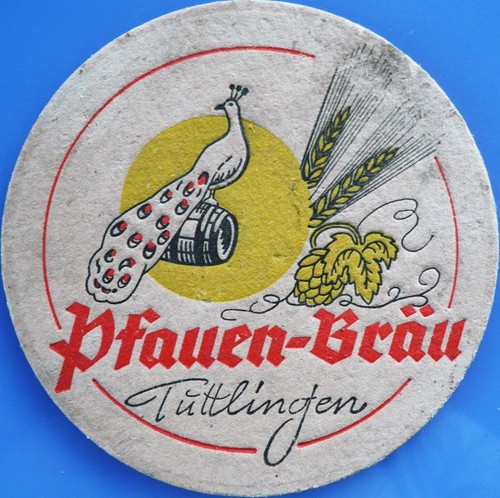 Old beer mat peacock - peacock, brew