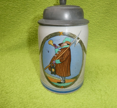 Old beer mug tin lidded - ,