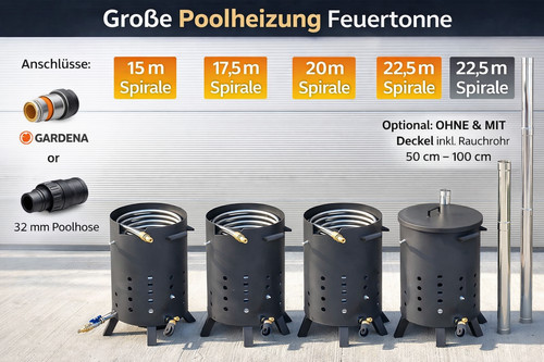 Pool heater fire pit with - heater, 15m