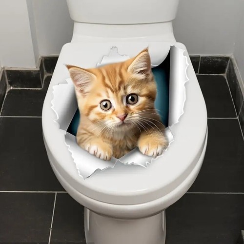 Toilet lid sticker cute - toilet,